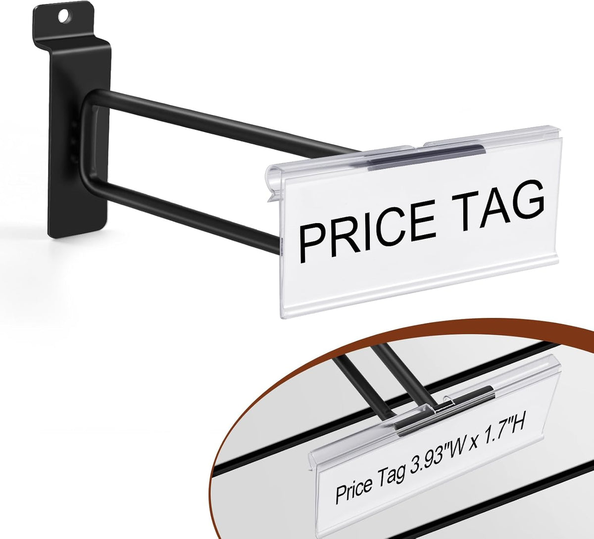 Polmart Heavy Duty Black Slatwall Panel Double-Bar Hooks - 50 Pack (4-inch)