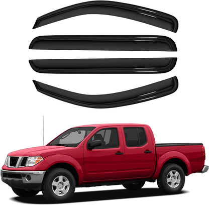 4pc Sun Rain Guards Window Visor Wind Deflector Compatible with 05-12 Nissan Pathfinder Smoke