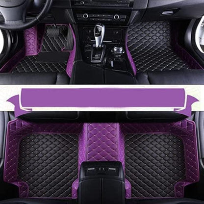 Custom All-Weather Protection Luxury Leather Floor Mats for Cars SUVs Trucks According Anti-Slip Leather Floor mats ﻿ (32,Purple and Black Beige)