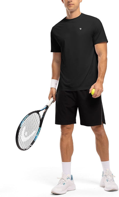BGOWATU Men's Quick Dry Workout Athletic Shirts Lightweight Tennis Shirts for Men Running Gym Tops