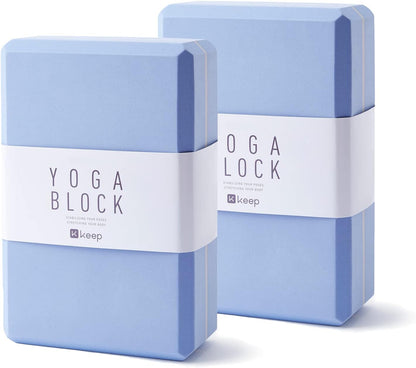 KEEP Yoga Block, High-Density EVA Foam 2 Pack Yoga Block with Non-Slip Textured Surface, Supportive, Lightweight - Ideal for Yoga, Pilates, and Stretching Exercises