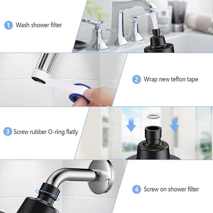 Filtered Shower Head, 3 Modes High Pressure Shower Head with 15 Stage Hard Water Filter Cartridge for Remove Chlorine and Harmful Substances
