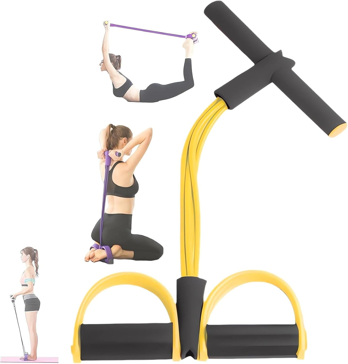 21 Fitness Resistance Bands-4 Tube Pedal Ankle Puller - 2023 New Sit up Leg Stretch Rope Exercise Bands with Handles, Stretching Workout Fitness Bands for Arm Weights Exercise Equipment