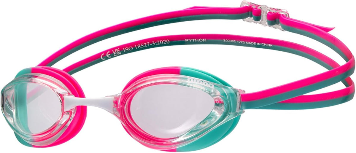 ARENA Unisex Python Racing Swim Goggles for Men and Women Anti-Fog No Leak Max Comfort Dual Strap, Mirror/Non-Mirror Lens