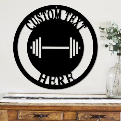 Custom Gym Metal Sign Personalized Workout Room Powerlifting Decor, Home Fitness Motivational Garage Center Wall Art, Gift for Women, Men, Dad, Papa, Grandpa, Mother, Sister, Girls, Modern Design