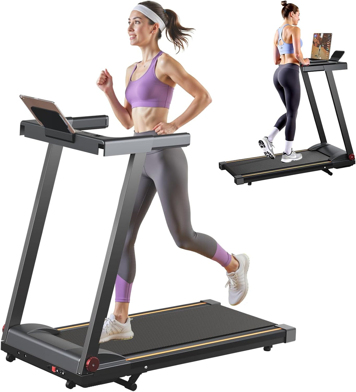 Treadmills for Home, 4-in-1 Foldable Treadmill with Incline, 300 LBS Capacity Running Treadmills for Home Small Spaces with Handles, 3.0 HP Folding Treadmill with Smart APP
