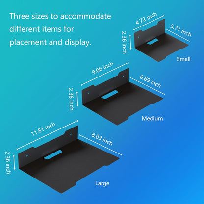 Floating Metal Wall Mount Shelf,Shelf for Projector,TV Cable Box,Router,Speaker,Sound Bar,Camera,Gaming,Decor Display (1, Medium)