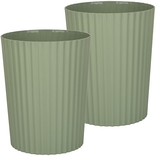 JiatuA Small Trash Can Plastic Wastebasket Round Garbage Container Bin for Bathroom, Kitchen, Bedroom, Home Office, College Dorm, Green 2 Pack