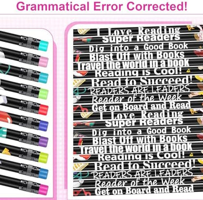 Tenare 150 Pcs Reading Motivational Pencils Bulk Fun Reading Pencils Wooden with Eraser Inspirational School Pencil Assorted Readings Black History Month Pencil for Reward Gift Stationery Party Favors