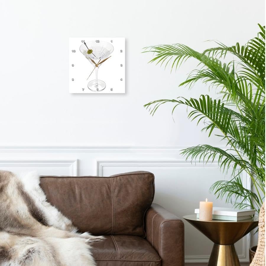 3dRose Wall Clock Silent - 10 inch - Martini - Fruit Food