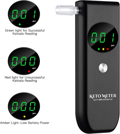 Professional Ketone Breath Analyzer Portable Breath Ketosis Meter for Ketosis Testing - High Precision Ketone Breath Tester with 10 Mouthpieces for Tracking Your Ketones