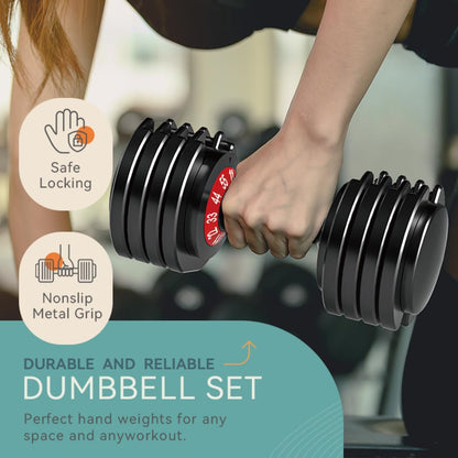 25/55lbs Adjustable Dumbbells Set, Dumbbells with Anti-Slip Metal Handle for Exercise & Fitness Fast Adjust Weight for Full Body Workout Fitness