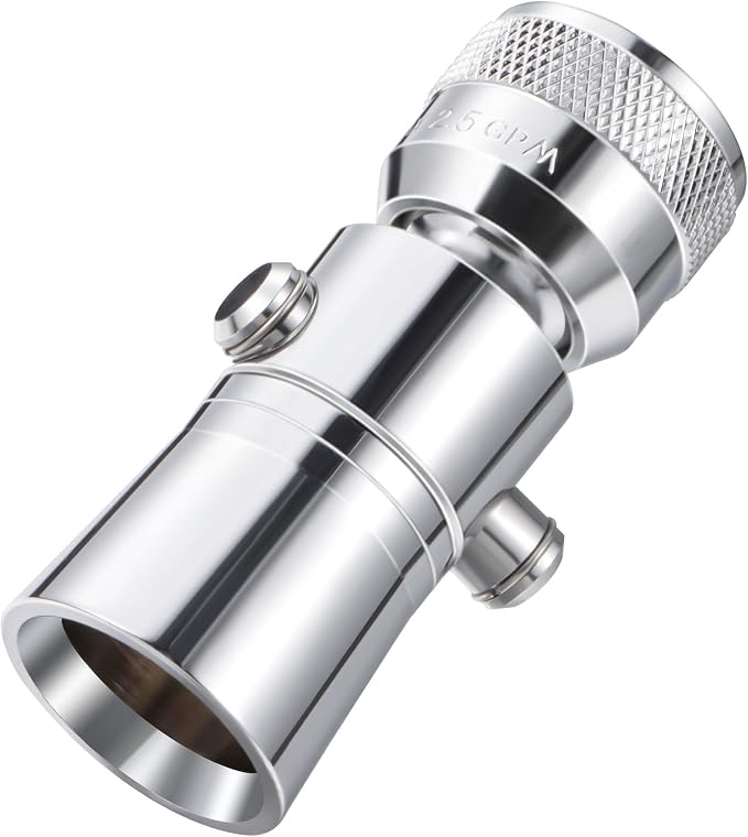 Enhon 2 Setting Pivoting Single Spray Shower Head with Shut Off Valve Replacement for 52652-PK Compatible with Delta Shower 2.5 GPM Brass Water Saving Shower Head Chrome 1" Diameter Spray Face (1 Set)