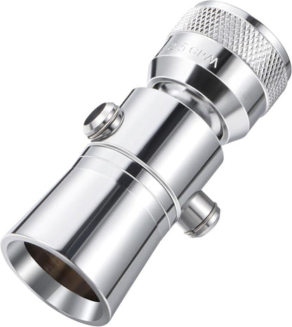 Enhon 2 Setting Pivoting Single Spray Shower Head with Shut Off Valve Replacement for 52652-PK Compatible with Delta Shower 2.5 GPM Brass Water Saving Shower Head Chrome 1" Diameter Spray Face (1 Set)