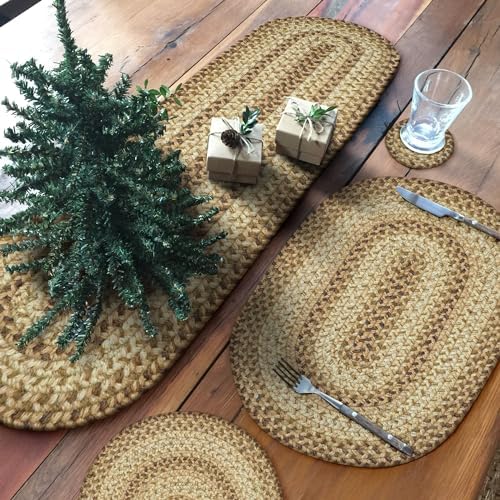 Homespice Cookie Dough Jute Braided Placemats, Round 15" Set of 6