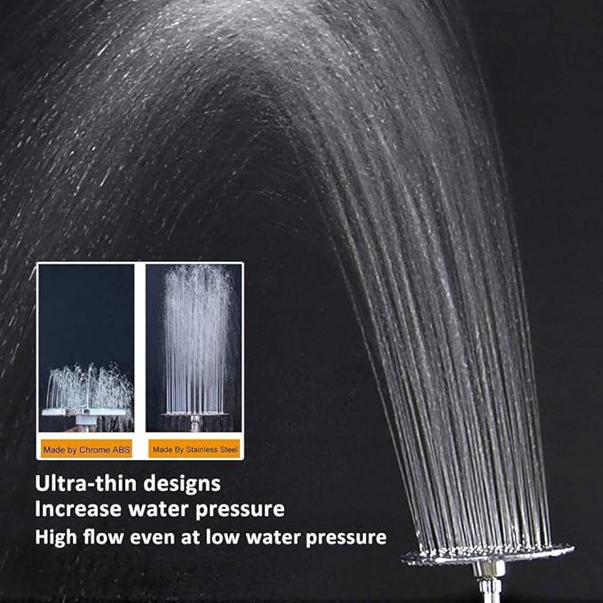 NearMoon Rain Shower Head, Ultra-Thin Design-Pressure Boosting, Awesome Some Experience, High Flow Stainless Steel Rainfall Head (6 Inch,Chrome Finish)