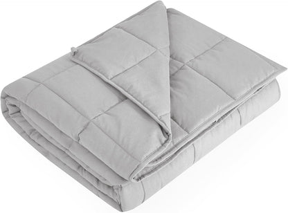 L'AGRATY Weighted Blanket - 60"x80" 15lbs Cooling Breathable Heavy Blanket Microfiber Material with Glass Beads Big for Adult All-Season Summer Fall Winter Soft Thick Comfort Blanket