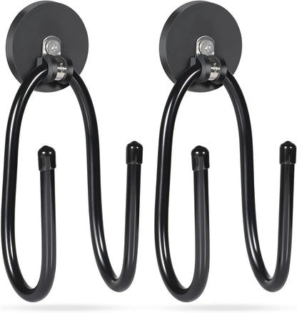 Strong Magnetic Hooks,Heavy Duty Storage Straps Tool Organizer for Extension Cords, Hoses, Cables, Ropes, Drills,Wall Mount for RV and Garage (2 PCS 50 Pounds) (Storage Hook)