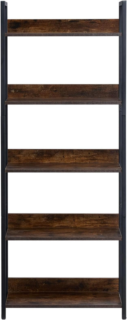 VEVOR Metal Bookshelf, 5-Tier Tall Industrial Bookshelf, Rustic Display Vintage Storage Bookcase with Open Shelves, Freestanding Display Shelving Unit Storage Rack, for Living Room, Bedroom & Office