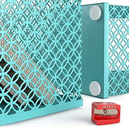 ARTEZA 6-Piece Teal Desk Accessories Set, Essential Desktop Organizer for Home Office, Includes Paper Organizer, Pencil Holder, Letter Sorter & More, Teal Office Supplies