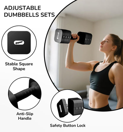 Adjustable Dumbbell Set for Women Men 16LB 20LB Hand Weights Dumbbells Sets Woman Exercise Fitness dumbbell Adjust dumbbells set of 2 for Home Gym Workout Strength Training Equipments