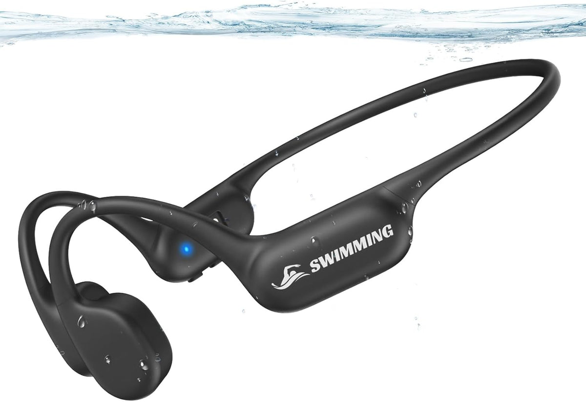Swimming Headphones IP68 Waterproof, Bone Conduction Headphones MP3 Player Built-in 32G Memory, Bluetooth 5.4 Wireless Headset, Open Earphones Sports Suitable for Running, Cycling, Exercise