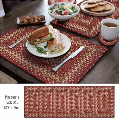 Homespice Apple Pie Jute Braided Placemats, Rect 13x19 Set of 6