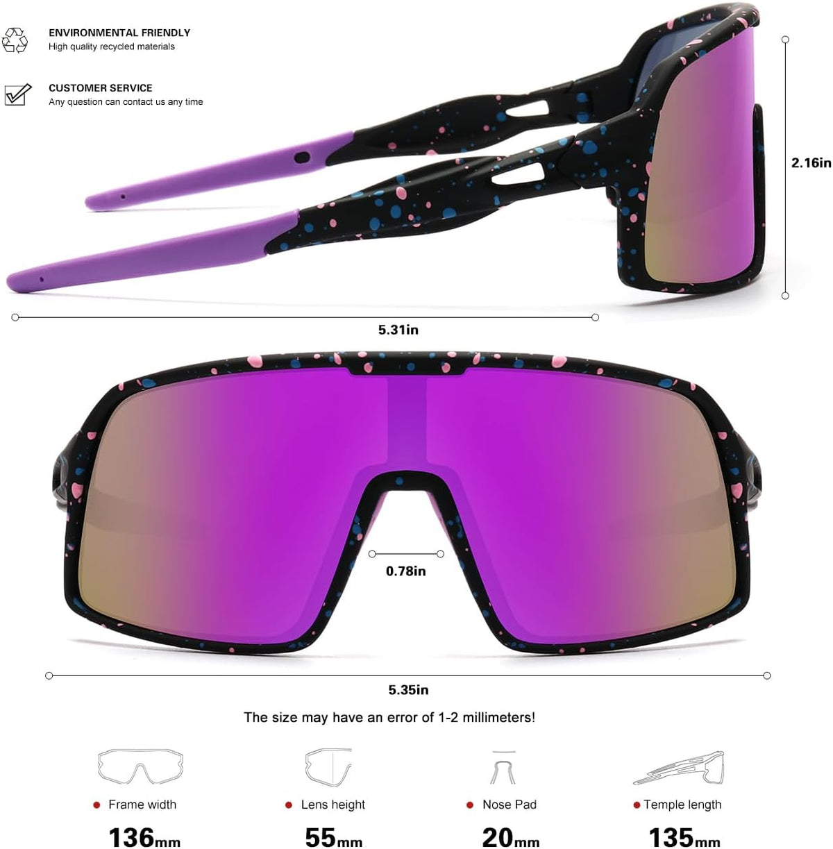 Polarized Sports Sunglasses for Men and Women Cycling Glasses UV Protection Goggles for Mountain Bike Running Fishing