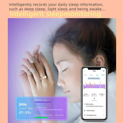 Smart Ring Health Tracker for Women Men, Fitness/Sleep/Stress/HR Tracker, Fitness Tracker with Steps, Distance & Calorie Count, iOS & Android Compatible, IP68 Waterproof (10#)