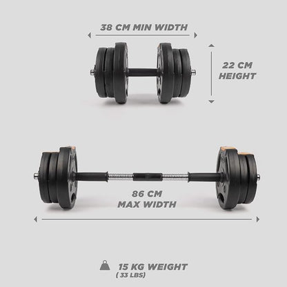 Phoenix Fitness Dumbbells Weight Set, Adjustable 2 in 1 Barbell Set for Exercise, Muscle and Strength Training