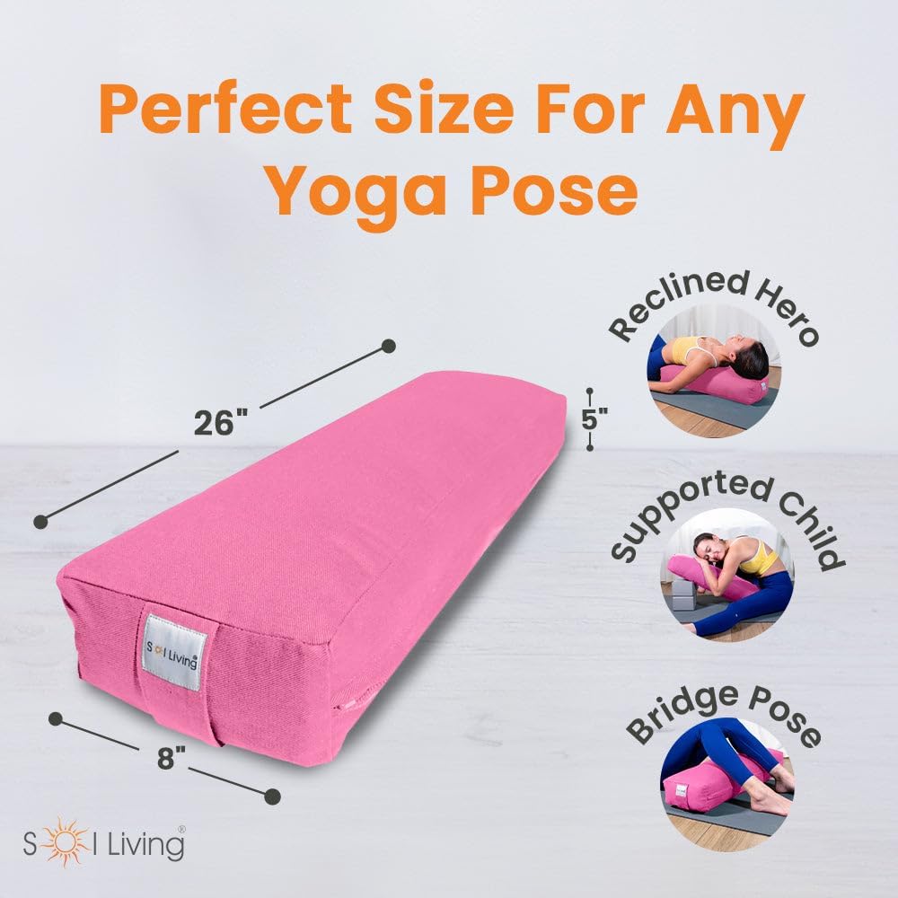 Sol Living Yoga Bolster Pillow Rectangular Meditation Cushion Cotton Meditation Accessories for Restorative Yoga Meditation Pillow Yoga Pillow Firm Body Pillow Bolster Pillow for Legs Removable Cover