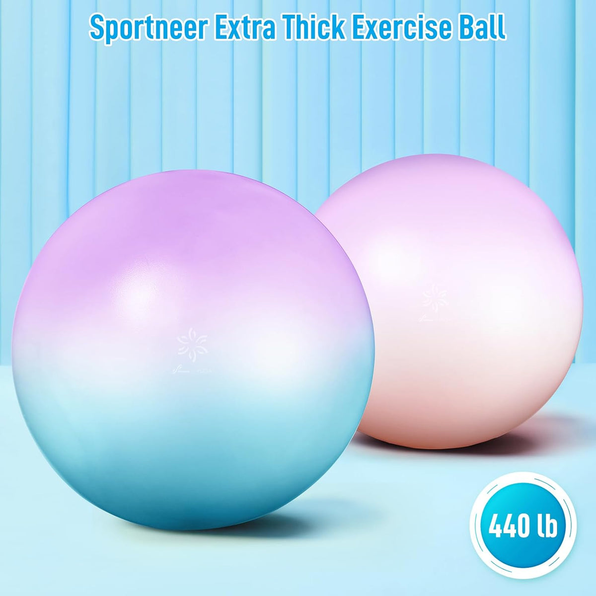 Sportneer Extra Thick Exercise Ball - 25.6''Yoga Ball with Quick Pump - Anti-Burst and Slip Resistant Fitness Ball Chair for Pregnancy and Physical Therapy
