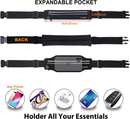 Slim Running Belt Fanny Pack for Men Women, Running Phone Holder Runners Pouch Waist Pack for Workout, Money Belt, Running Gear Accessories [Fits ALL Phones]