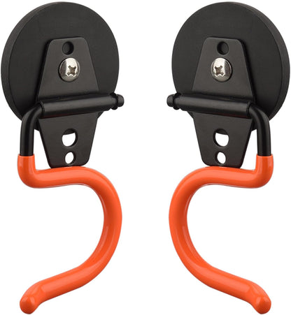 ULIBERMAGNET Magnetic Mop Broom Holder,Heavy Duty Movable Magnetic Tools Holder,Anti-Slip Strong Metal Hooks Mop Shovel Hanger for Garage, Kitchen, Laundry, Garden(2 Pack/Orange)