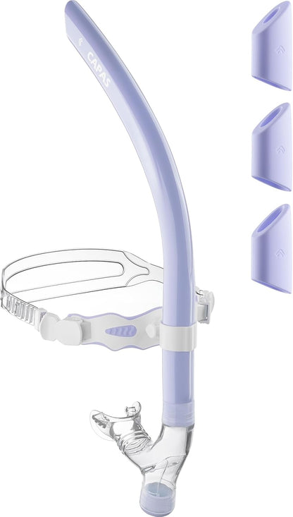CAPAS Training Swim Snorkel for Lap Swimming, Swivel Headband Ultimate Fit Center-Mount Swimmers Snorkel with Liquid Silicone Mouthpiece Adjustable Strap, Designed for Adult Men Women