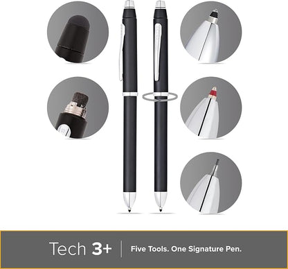 Cross Tech3+ Satin Black Multifunction Pen, Black Ink, Corporate Gift