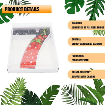 12" Fillable Cardboard Number Charcuterie Gift Cupcake Box With Cover Sweets Packaging (7)