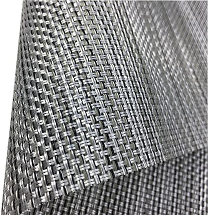 WAZAIGUR Placemats Crisscross Woven Vinyl Place Mats Set of 4 Silver&Black