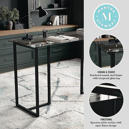 Martha Stewart Eli Glass Top Home Office Desk,
