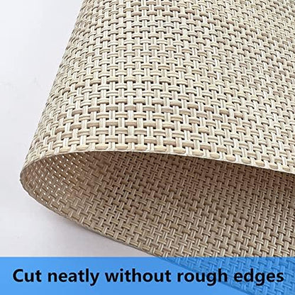 WAZAIGUR Placemats Crisscross Woven Vinyl Place Mats Set of 6 Beige
