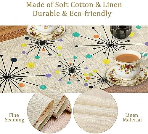 Mid Century Geometric Table Runner,Table Runners for Kitchen Dining Modern Tables Decor Decoration for Kitchen Family Dinner Table Holiday Party Farmhouse 13 x 60 Inch