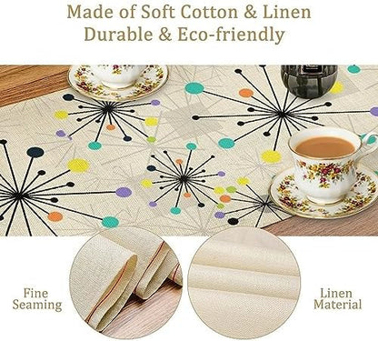 Mid Century Geometric Table Runner,Table Runners for Kitchen Dining Modern Tables Decor Decoration for Kitchen Family Dinner Table Holiday Party Farmhouse 13 x 60 Inch