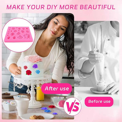 OBTANIM Silicone 21 Cavity Rose Flower Fondant Mold Cake Cupcake Top Decoration Mould for Chocolate Handmade Candy