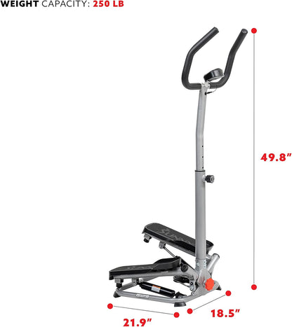 Sunny Health & Fitness Twist Stepper with Handlebar, Stair Step Machine for Cardio Workout, Compact Home Exercise Equipment W/Optional Free SunnyFit App Connection