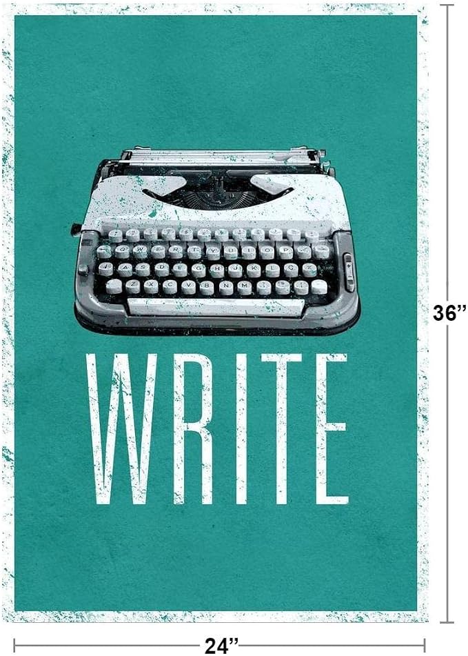 Typewriter Poster Write Retro Vintage Green Creative Writing Writer Classroom College Cool Wall Art Print Poster 24x36