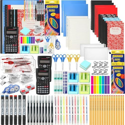 Gilprop 2 Sets High School Supplies Kit Back to School Supplies College Bundle Essential Stuff Bulk Stapler Notebook Calculator Backpack Bag Set for Senior Student Teen Classroom