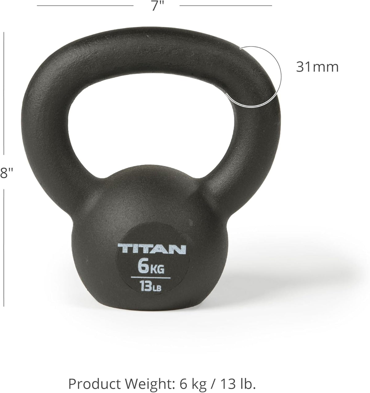 Titan Fitness Cast Iron Kettlebell, Single Piece Casting, KG and LB Markings, Full Body Workout