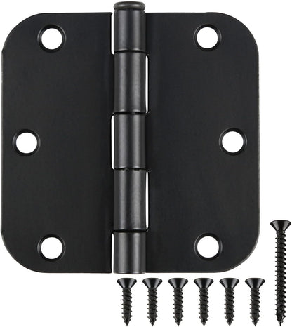 42 Pack Matte Black Door Hinges 3.5 Inch 5/8" Radius, Interior 3 1/2" Bi-fold Table Closet Rounded Hinge for Doors,Furniture,Farm,Book Shelf,Gate,Bed Room,Entryway,Patio,Playhouse,Kit