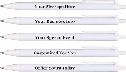 RevMark Personalized Ballpoint Pen, Custom Printed Name, Business or Event Information, Timeless Advertising, USA Made Pens, Promotional Marketing, Smooth Black Ink, Bulk Pack (White,250 Ct.)