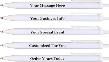 RevMark Personalized Ballpoint Pen, Custom Printed Name, Business or Event Information, Timeless Advertising, USA Made Pens, Promotional Marketing, Smooth Black Ink, Bulk Pack (White,50 Ct.)